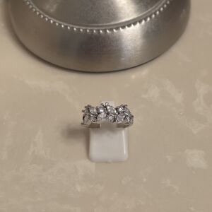 Sterling Silver Clear CZ Cluster Ring - Elegant White Sparkle